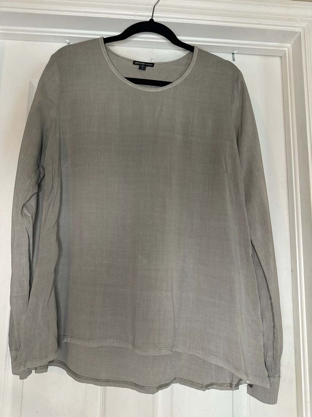 James Perse Grey Viscose Long Sleeve Button Cuff Top Size 2